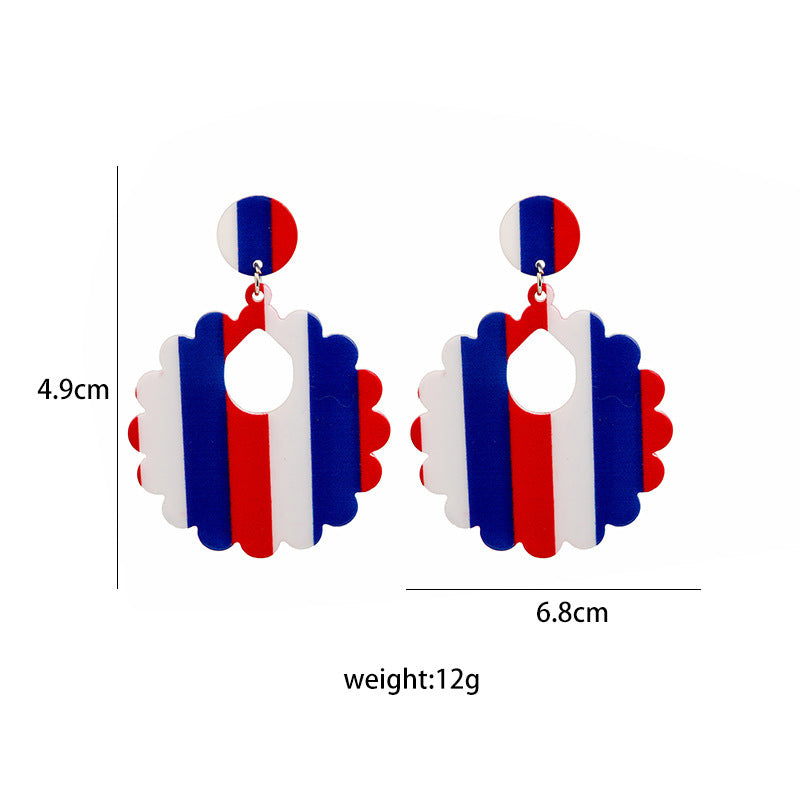 Striped Geometric Acrylic Statement Earrings - Gear