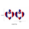 Striped Geometric Acrylic Statement Earrings - Heart