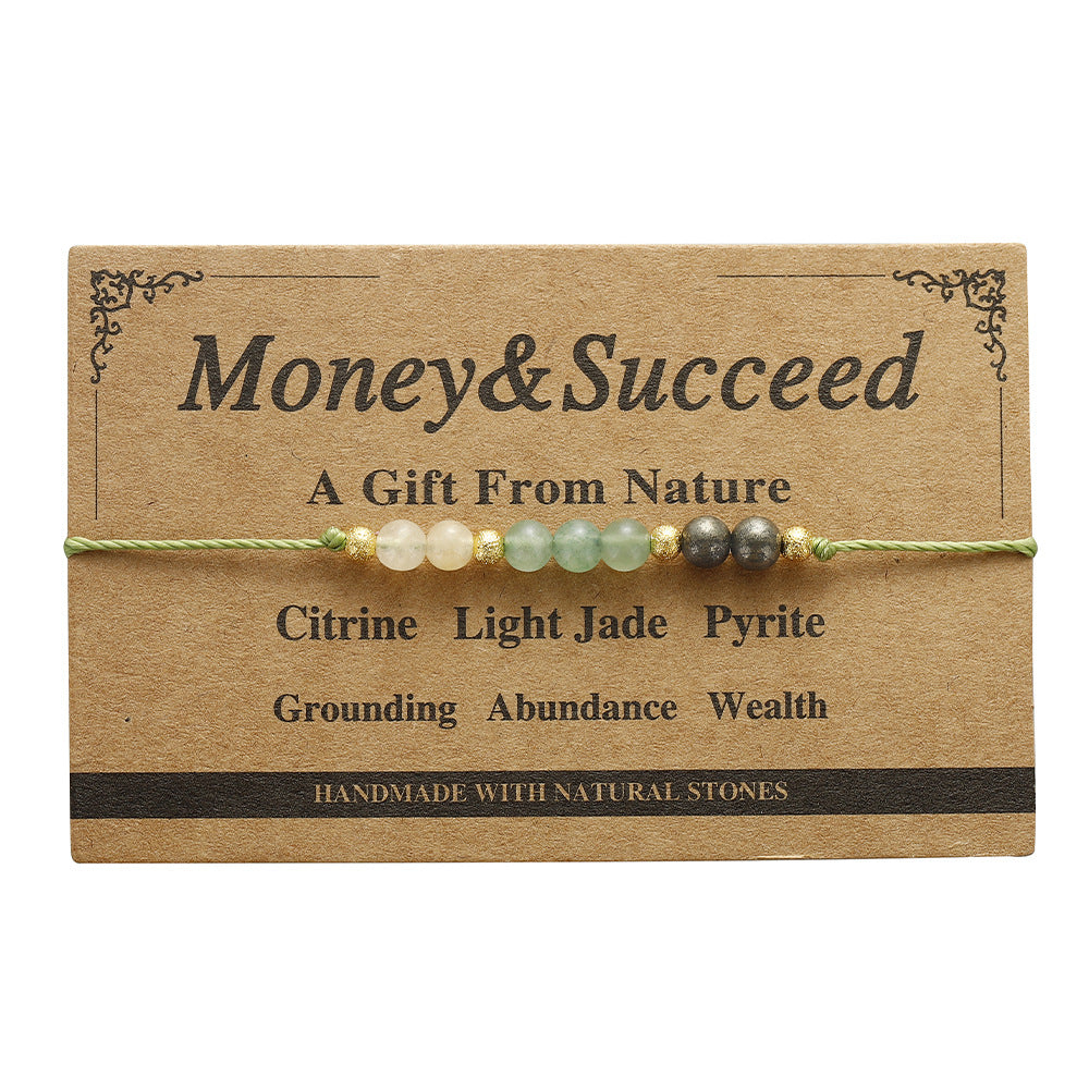 Natural Stone Intention Cord Bracelet - NO_05