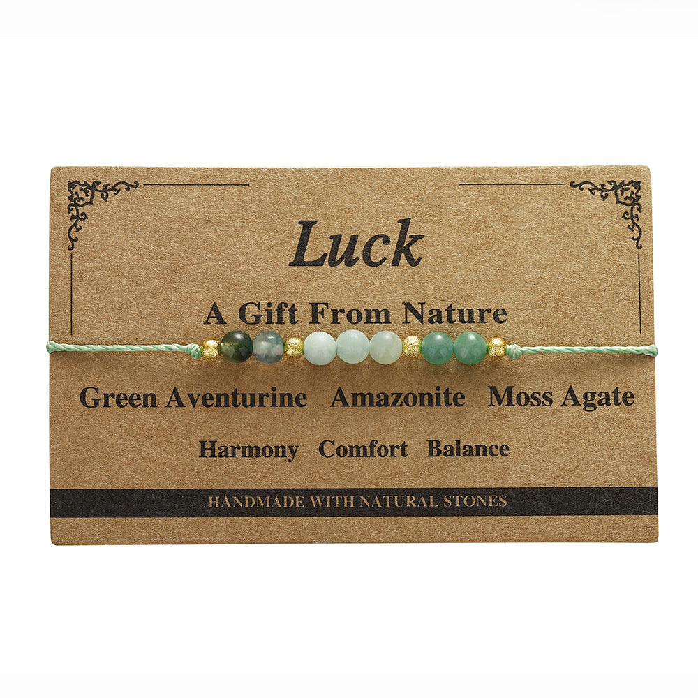 Natural Stone Intention Cord Bracelet - NO_06