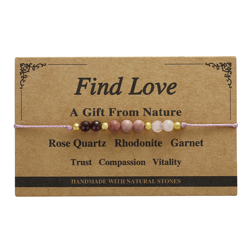 Natural Stone Intention Cord Bracelet - NO_08