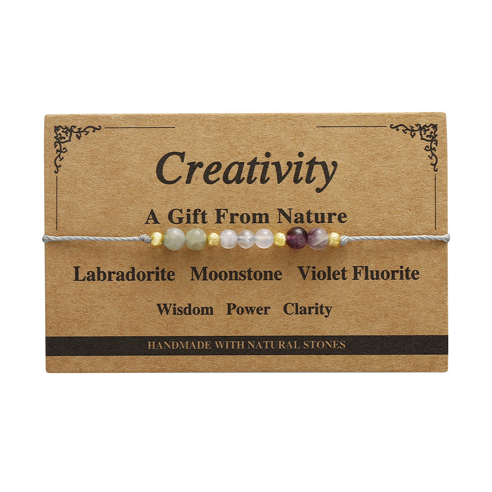 Natural Stone Intention Cord Bracelet - NO_09