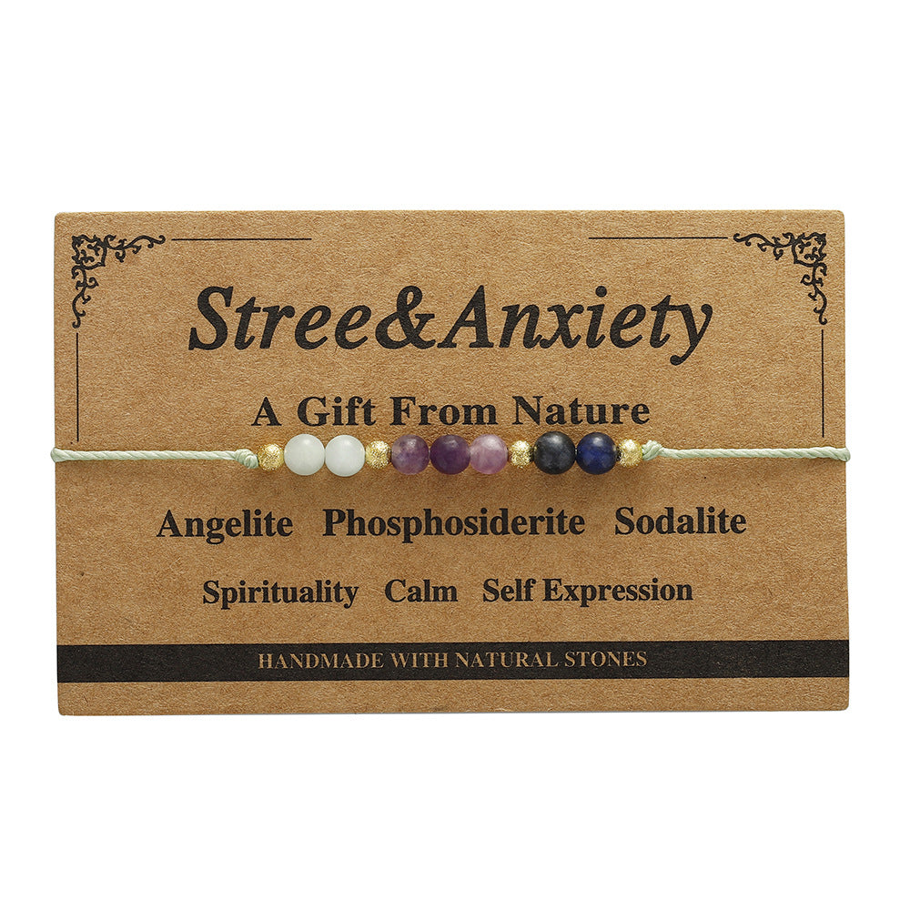 Natural Stone Intention Cord Bracelet - NO_10