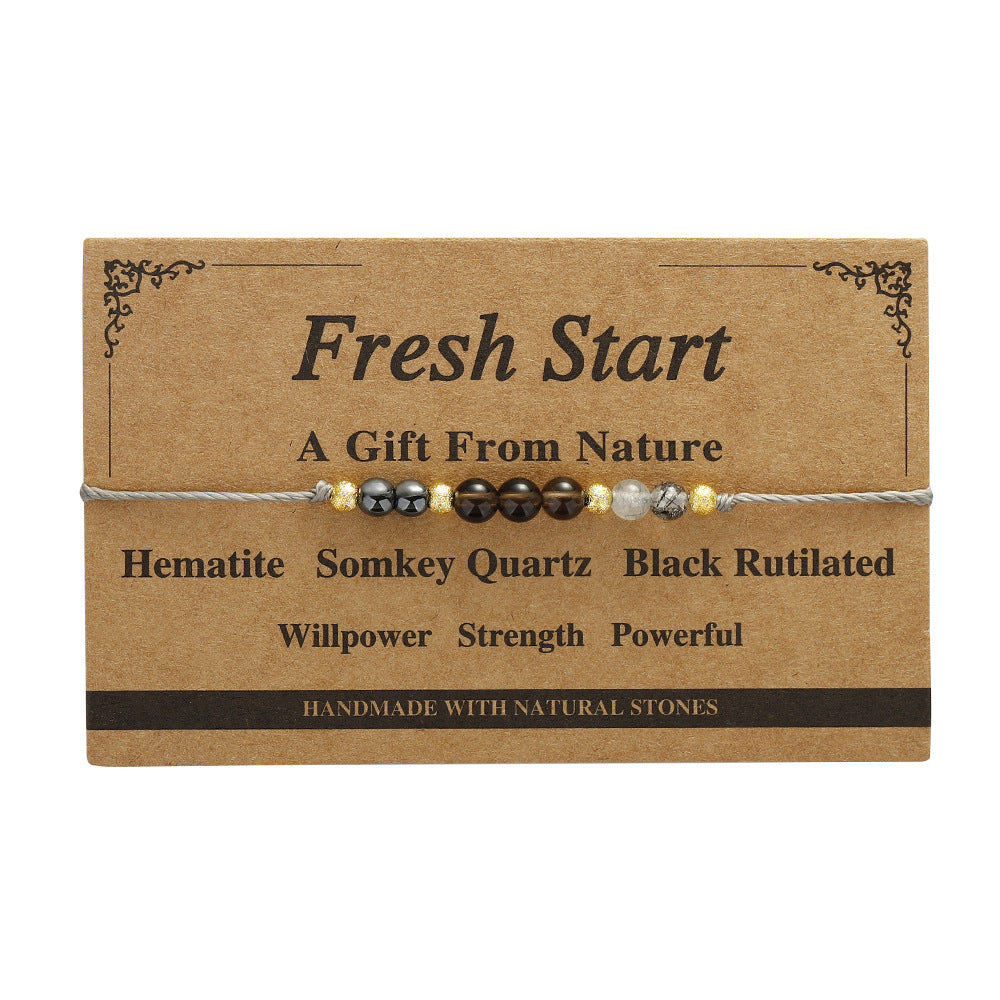 Natural Stone Intention Cord Bracelet - NO_11
