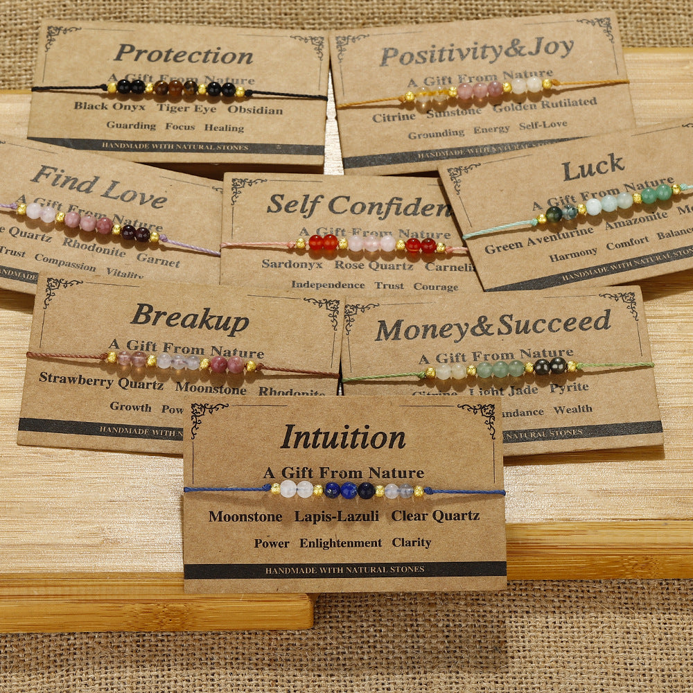 Natural Stone Intention Cord Bracelet