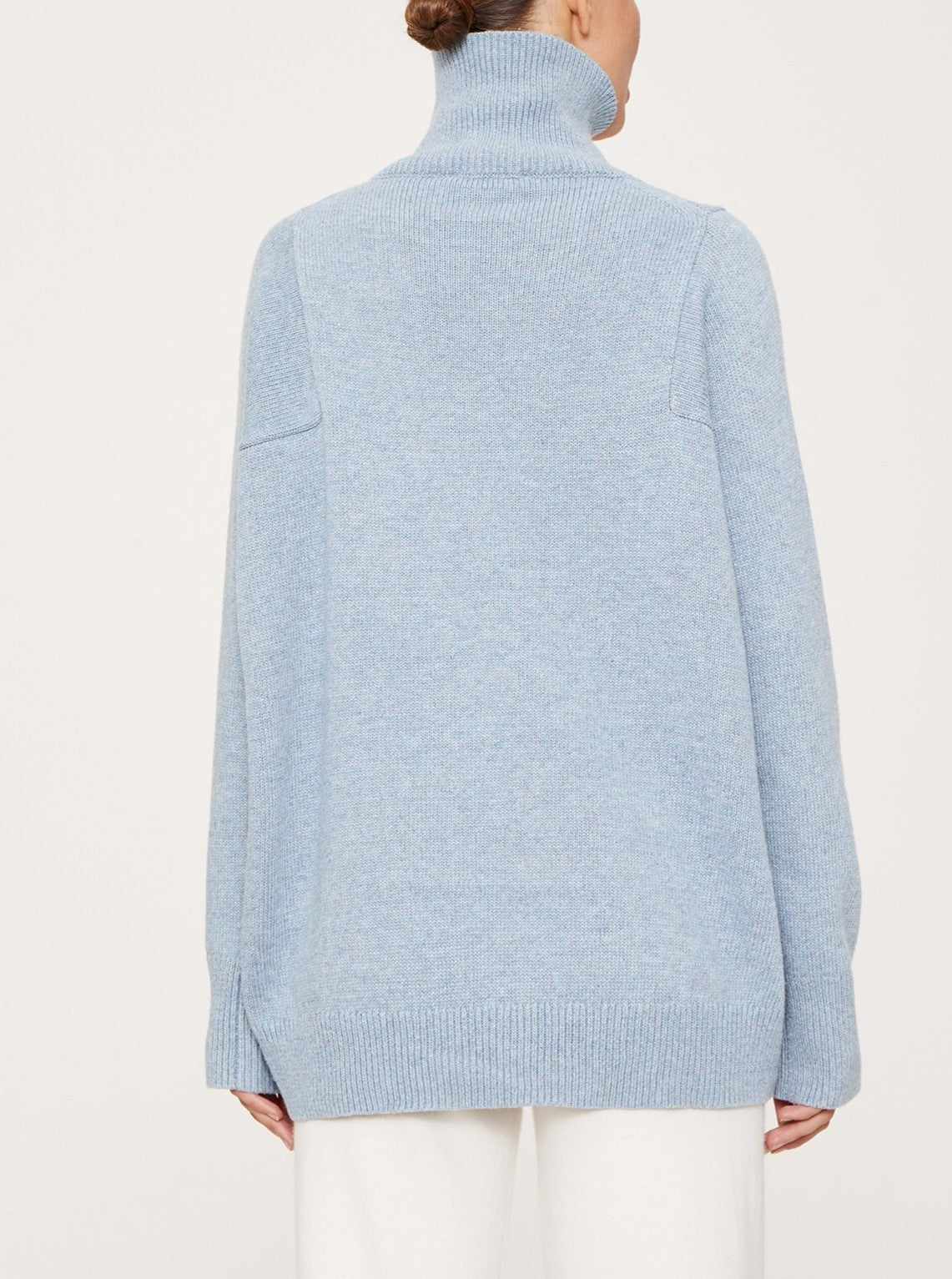 Slouchy Turtleneck Oversized Knit Sweater - Blue - 1