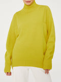 Slouchy Turtleneck Oversized Knit Sweater - Yellow