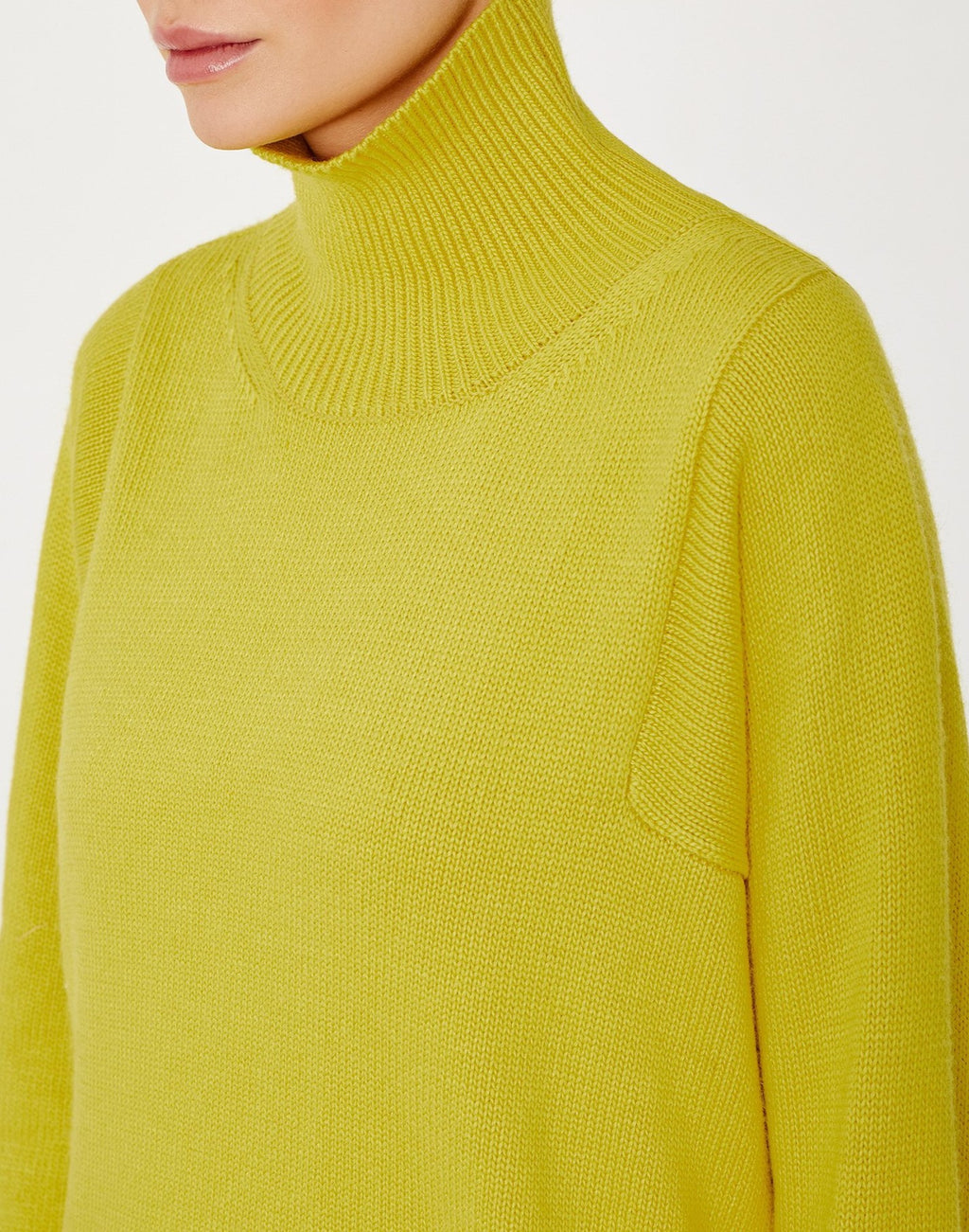 Slouchy Turtleneck Oversized Knit Sweater - Yellow - 1