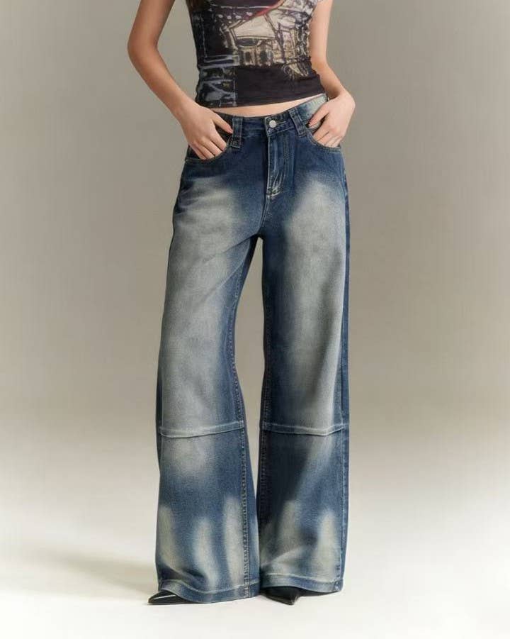 Y2K Angel Wing Graphic Baggy Jeans