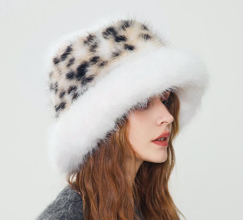 Fluffy Animal Print Winter Bucket Hat - view 1