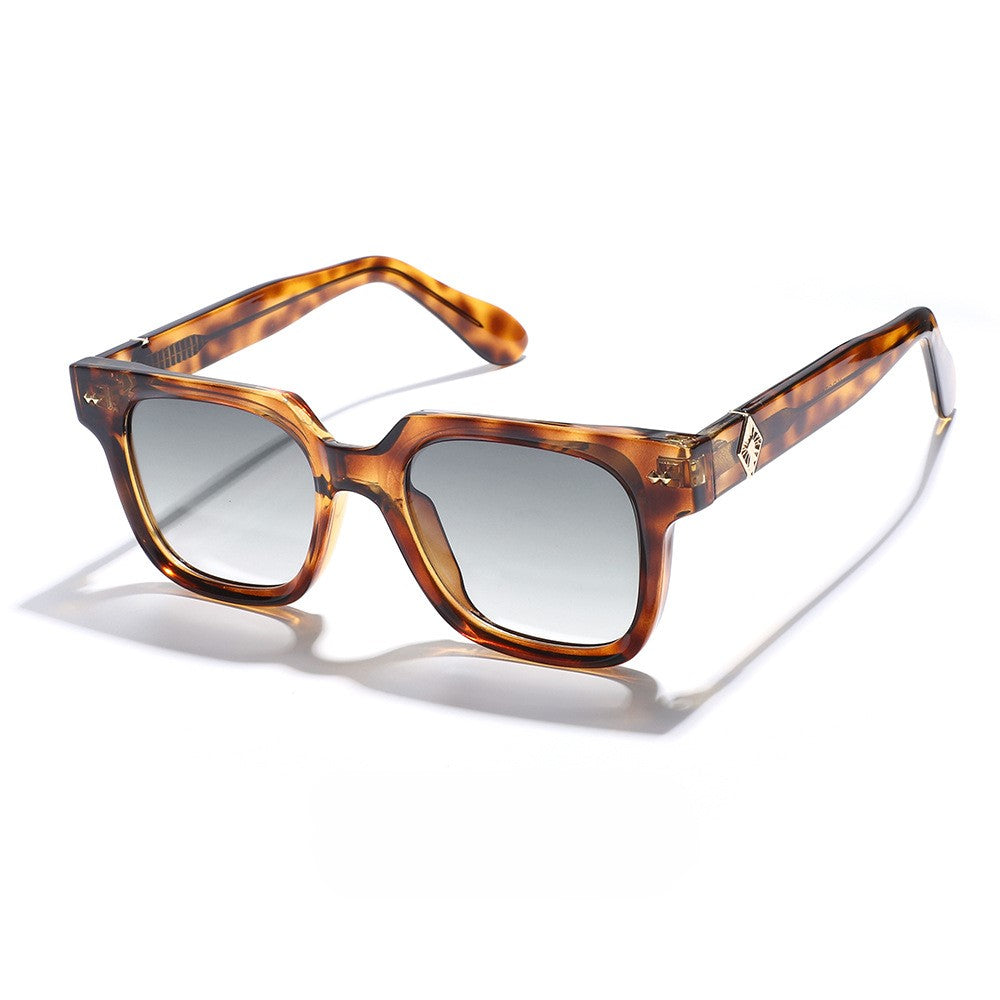 Oversized Square Acetate Sunglasses - Brown
