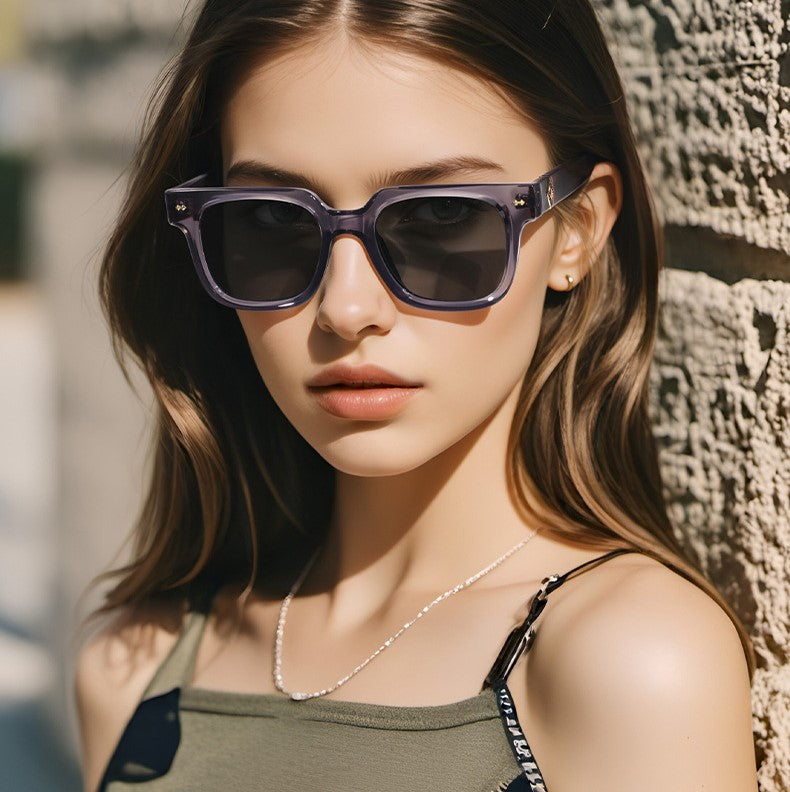 Oversized Square Acetate Sunglasses - Purple - 1