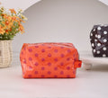 Polka Dot Cosmetic Bag With Zip Top - Orange