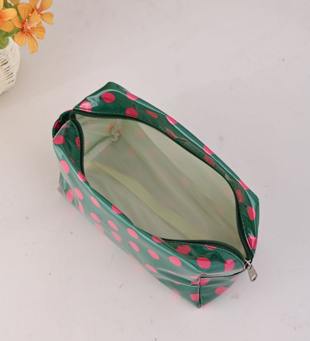 Polka Dot Cosmetic Bag With Zip Top - view 2