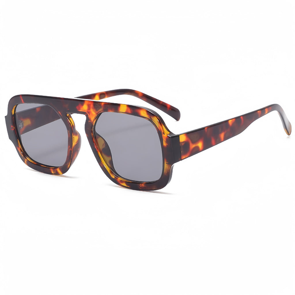 Chunky Square Brow Bar Sunglasses - LeoGrey
