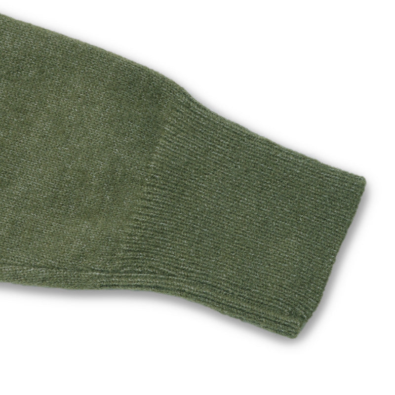 Twist Back V Neck Slouchy Sweater - Green - 8