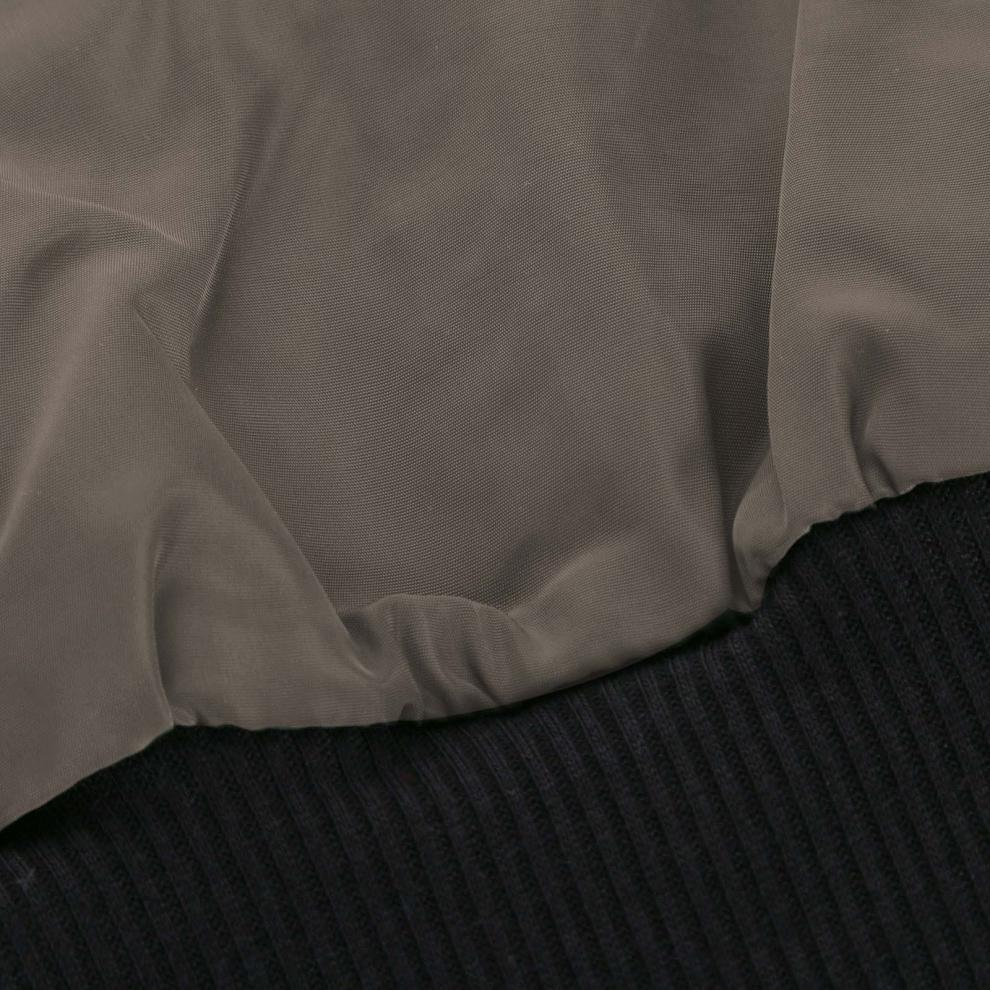 Lightweight Zip Front Ribbed Bomber Jacket - Coffee - 1