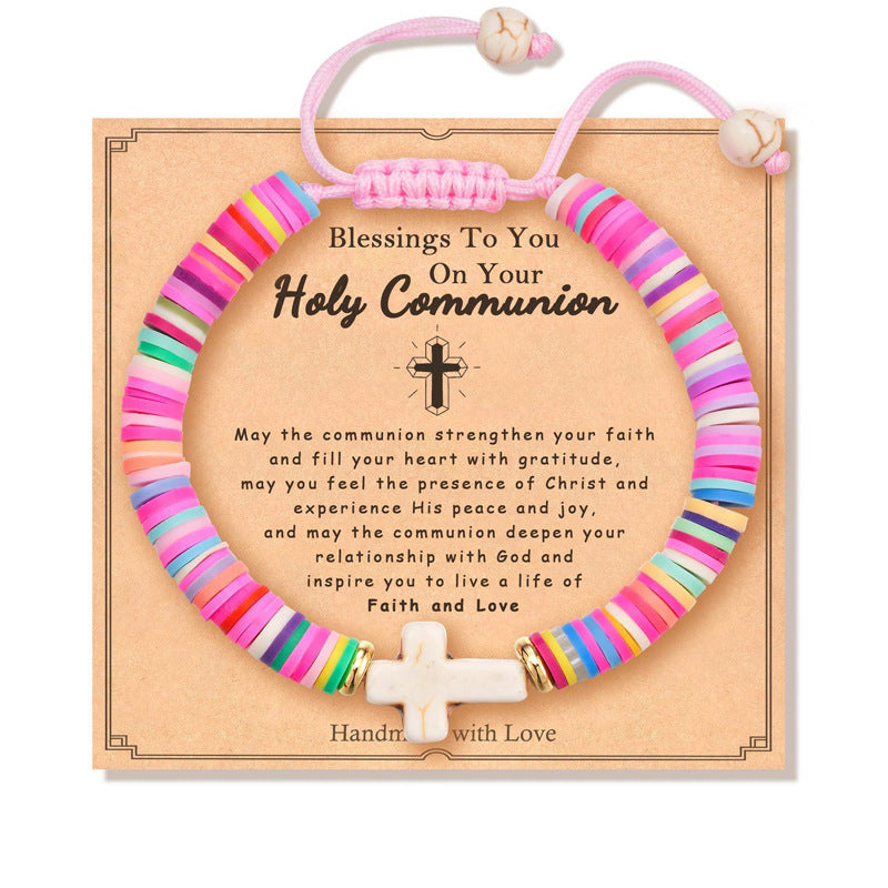 Cross Charm Beaded Bracelet With Keepsake Card - Color_02