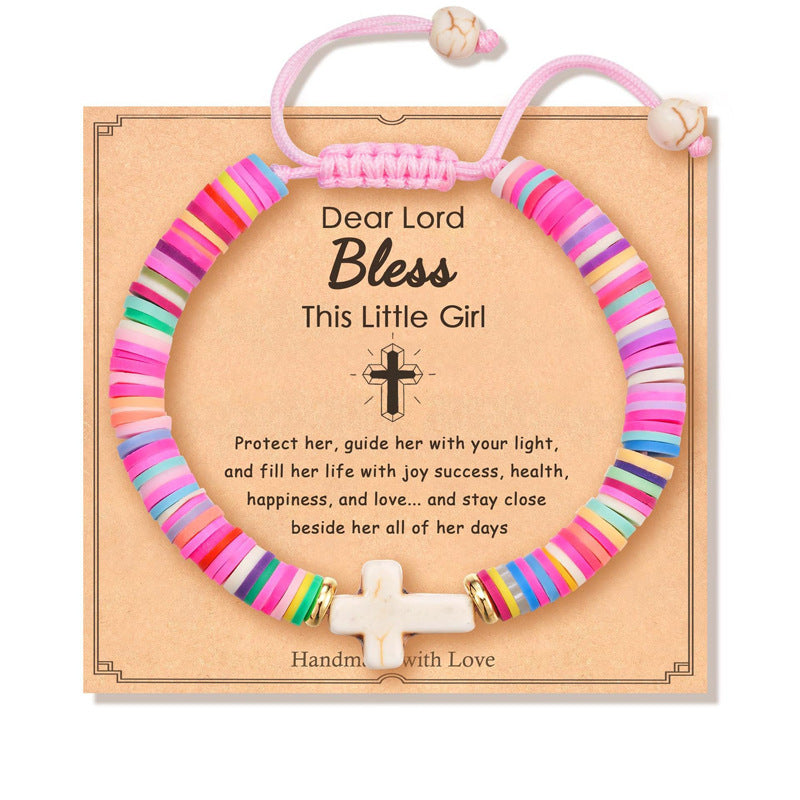 Cross Charm Beaded Bracelet With Keepsake Card - Color_03