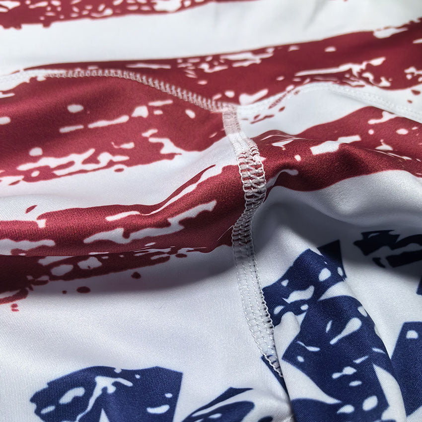Americana Flag Print High Waist Leggings - Star - 1