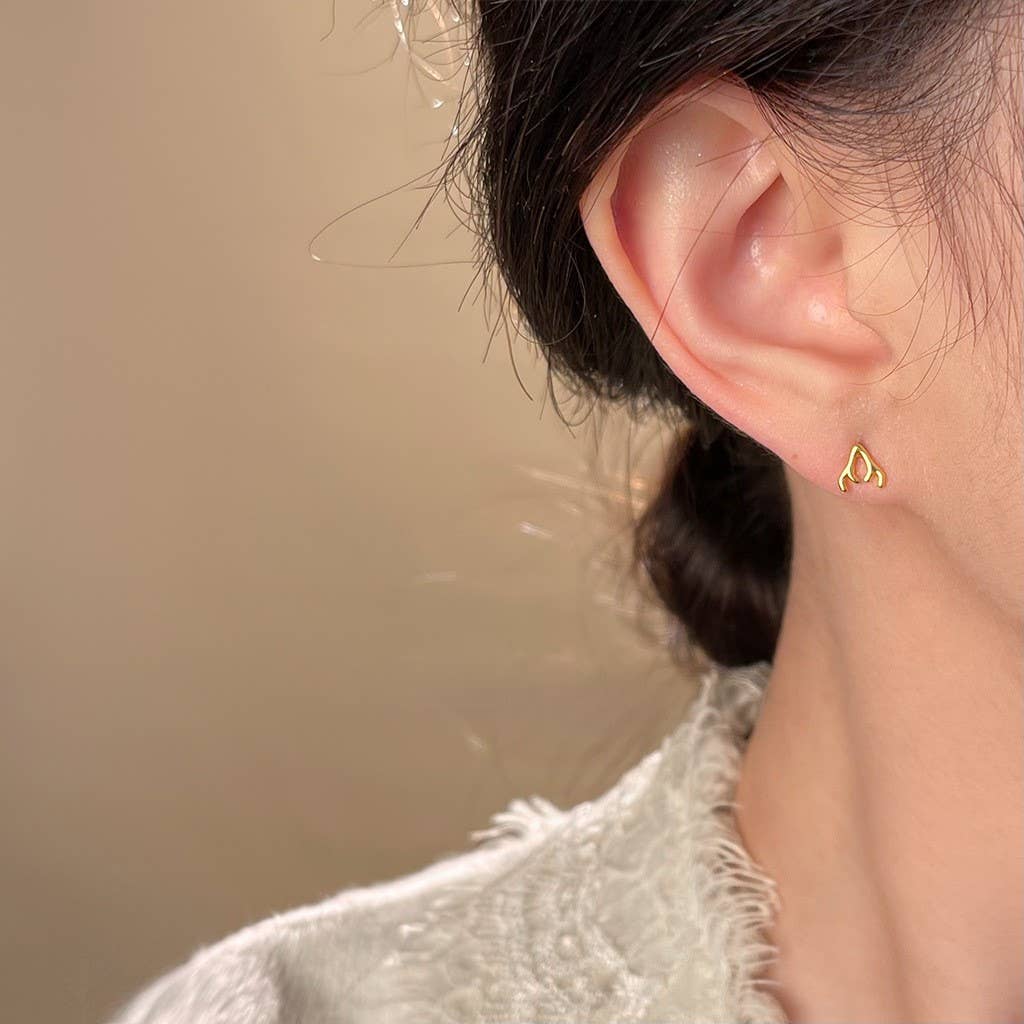 Petite Antler Gold Tone Earrings