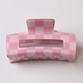 Checkerboard Rectangle Acrylic Claw Clip - Pink