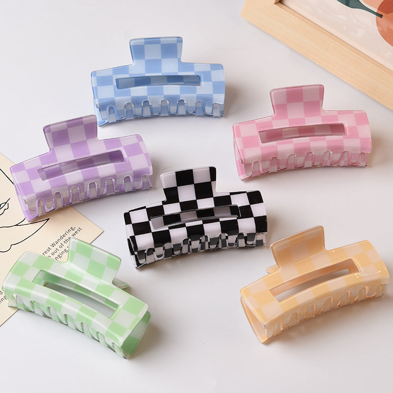 Checkerboard Rectangle Acrylic Claw Clip