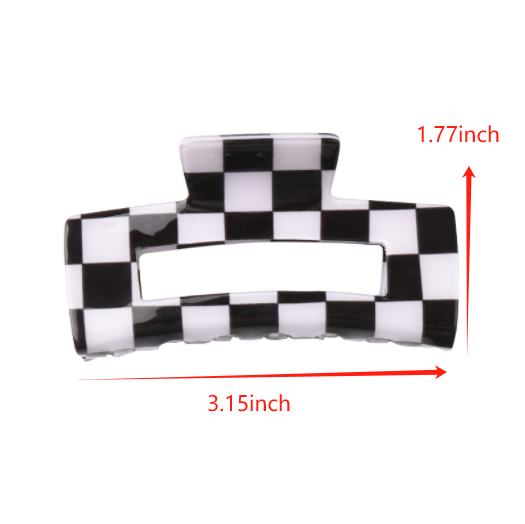 Checkerboard Rectangle Acrylic Claw Clip - view 2