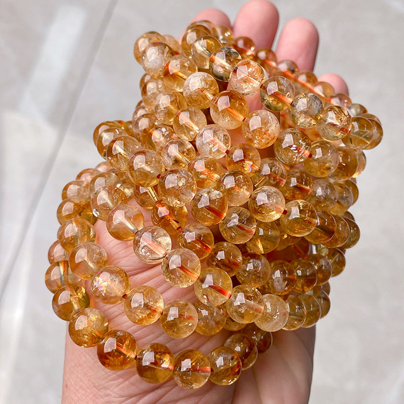 Citrine Round Bead Stretch Bracelet