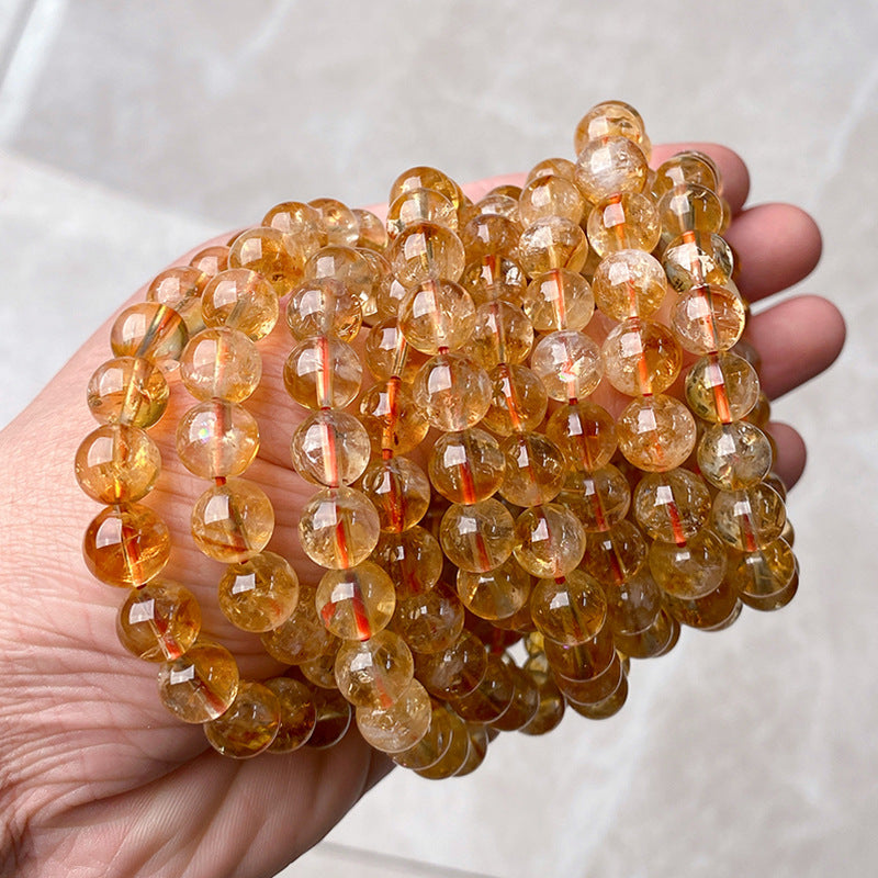 Citrine Round Bead Stretch Bracelet - view 4