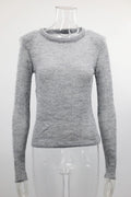 Sheer Fuzzy Knit Crewneck Sweater - Grey