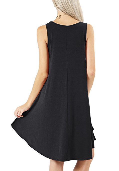 Scoop Neck Swing Dress With Pockets - view 2