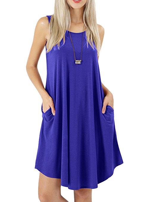 Scoop Neck Swing Dress With Pockets - view 3
