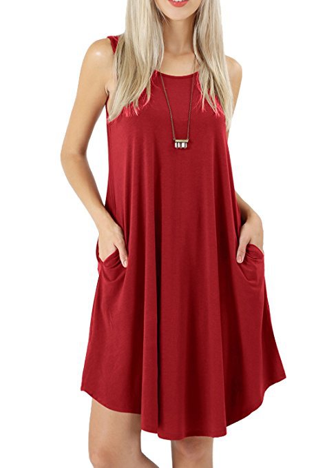 Scoop Neck Swing Dress With Pockets - view 7