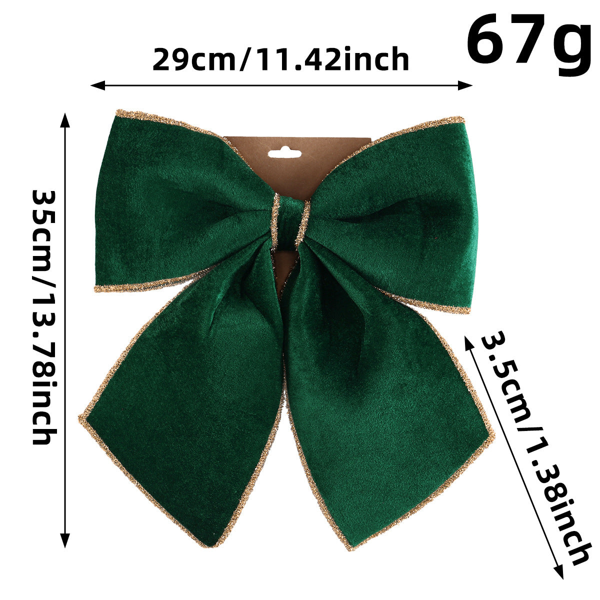 Velvet Christmas Bow Decoration in Three Sizes - L-Green