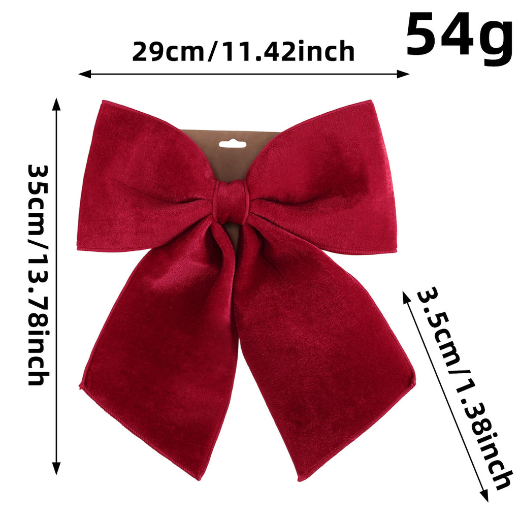 Velvet Christmas Bow Decoration in Three Sizes - L-Red