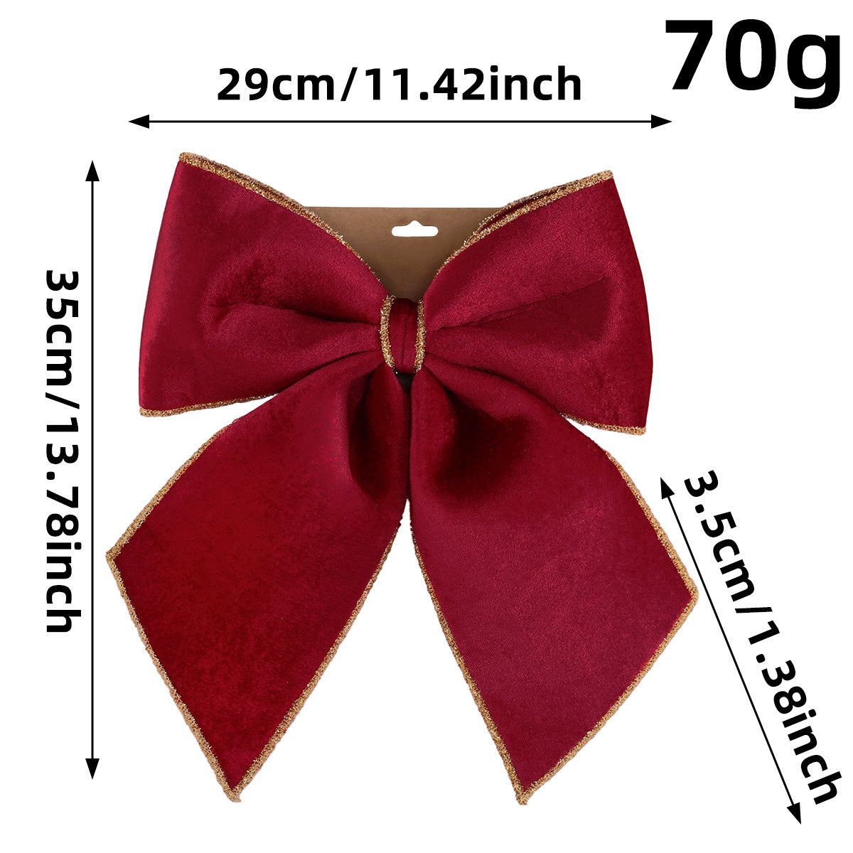Velvet Christmas Bow Decoration in Three Sizes - L-Redgold