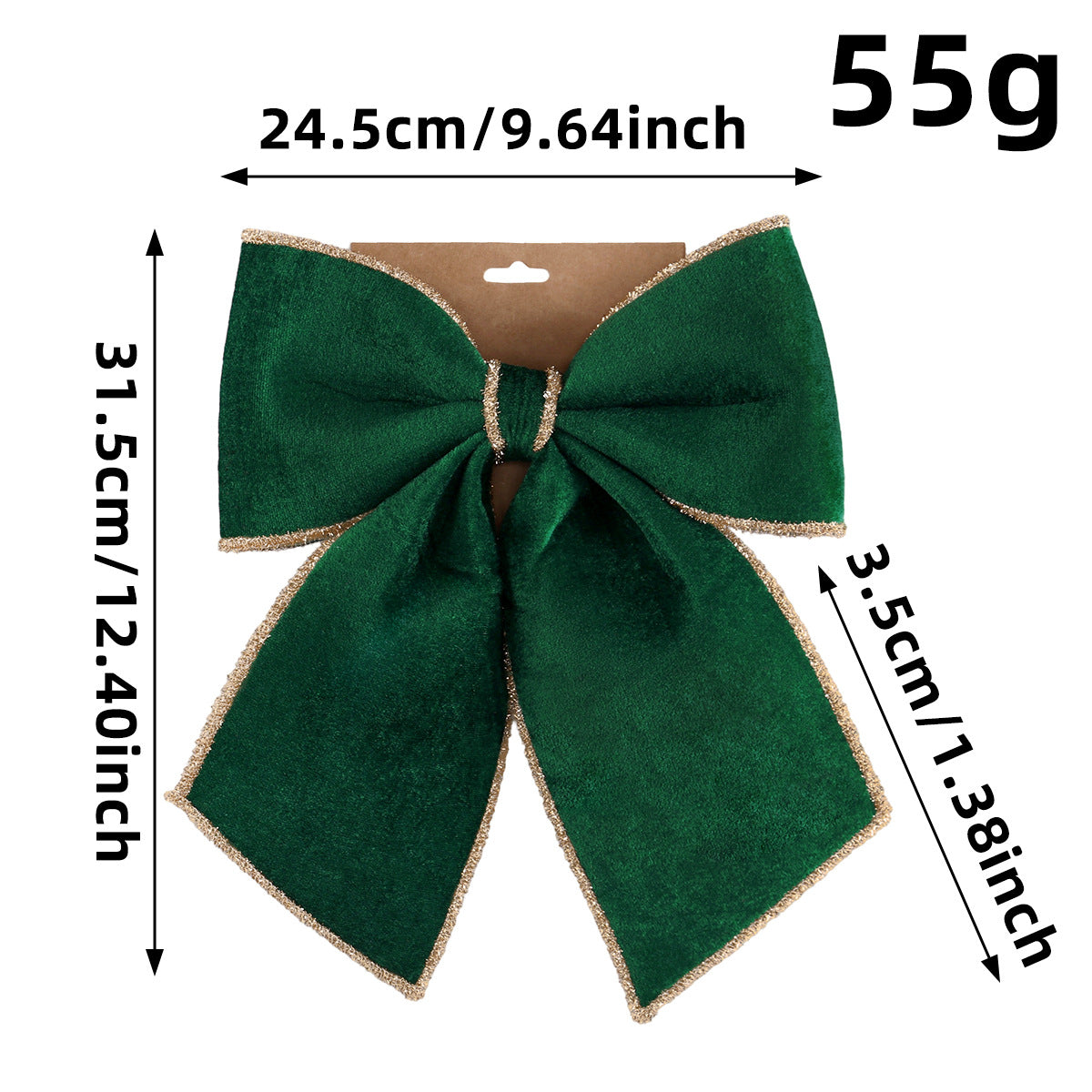 Velvet Christmas Bow Decoration in Three Sizes - M-Green