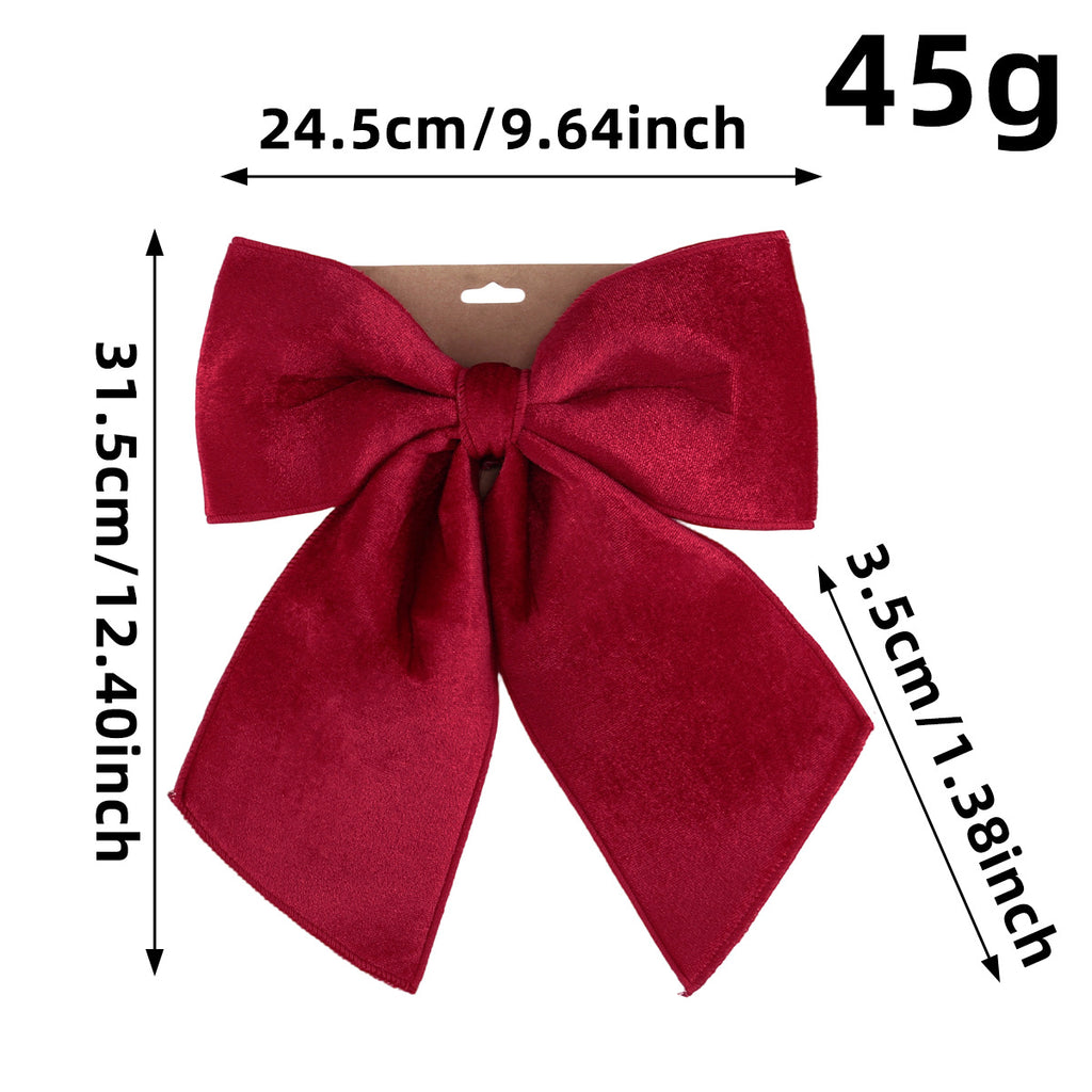 Velvet Christmas Bow Decoration in Three Sizes - M-Red