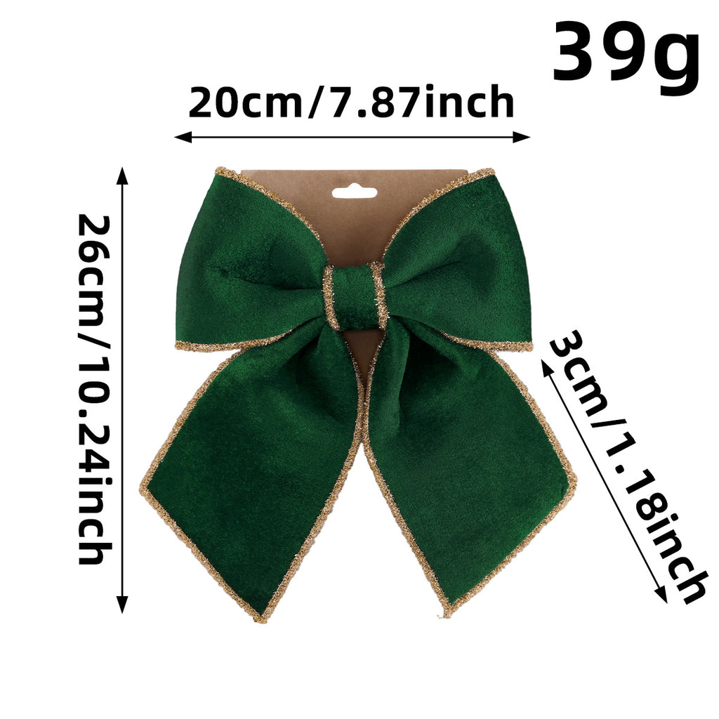 Velvet Christmas Bow Decoration in Three Sizes - S-Green