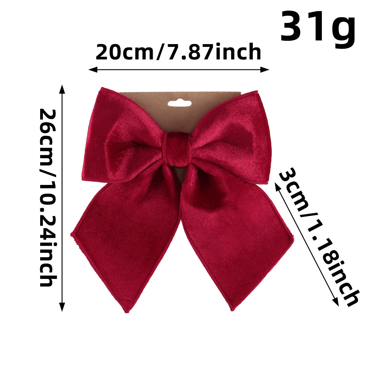 Velvet Christmas Bow Decoration in Three Sizes - S-Red