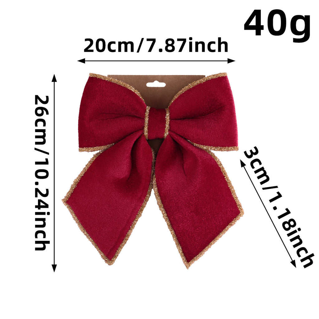 Velvet Christmas Bow Decoration in Three Sizes - S-Redgold