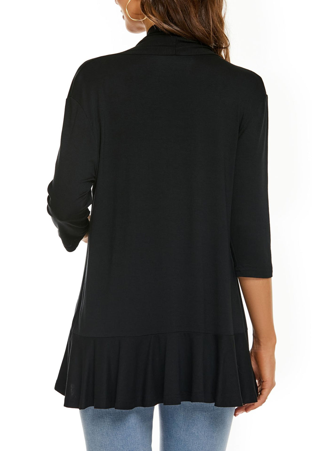 Ruffle Hem Open Front Cardigan Jacket - view 2