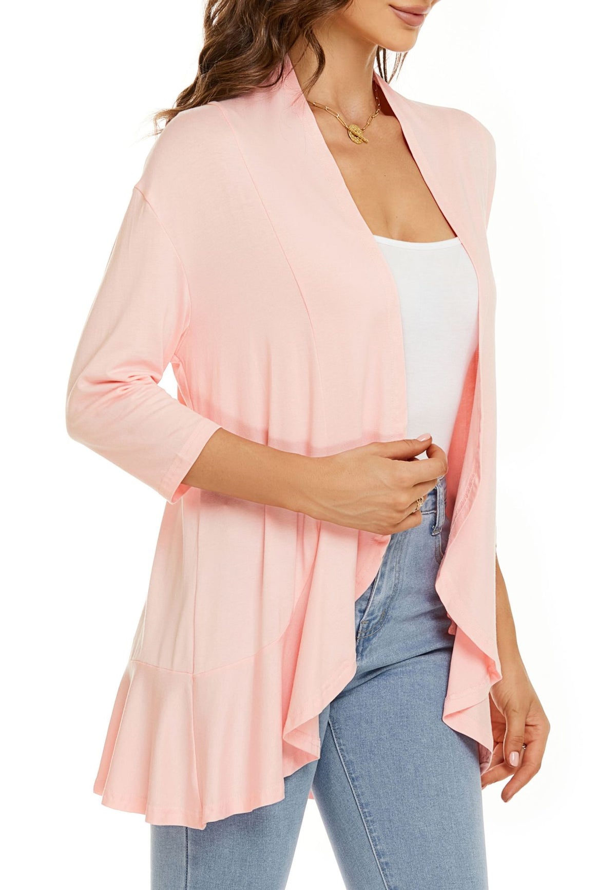 Ruffle Hem Open Front Cardigan Jacket - view 3