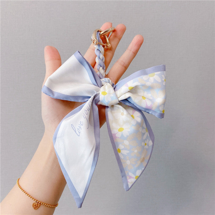 Two Tone Satin Bow Bag Charm - Purple
