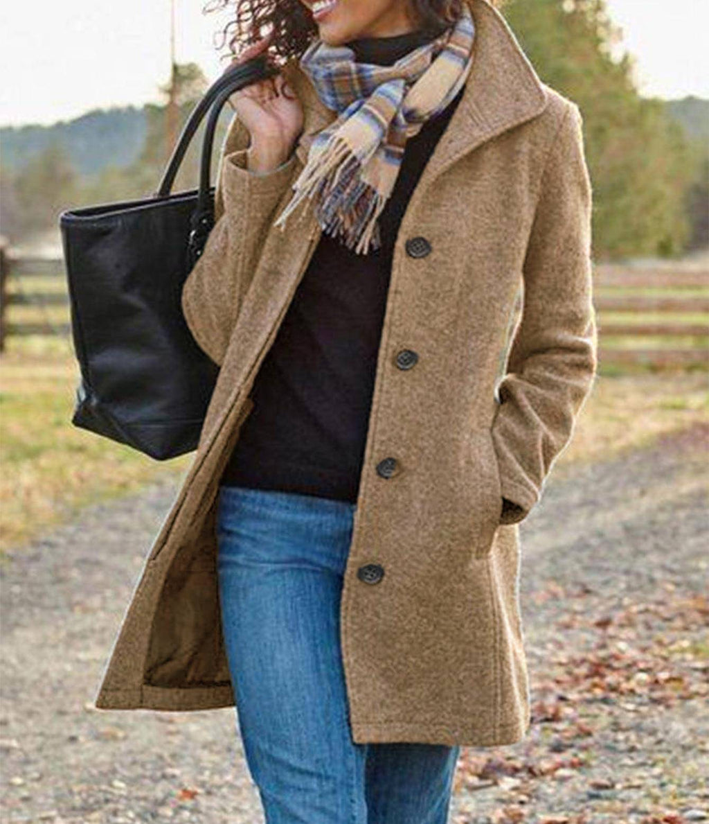 Brushed Mid Length Button Front Coat - view 1