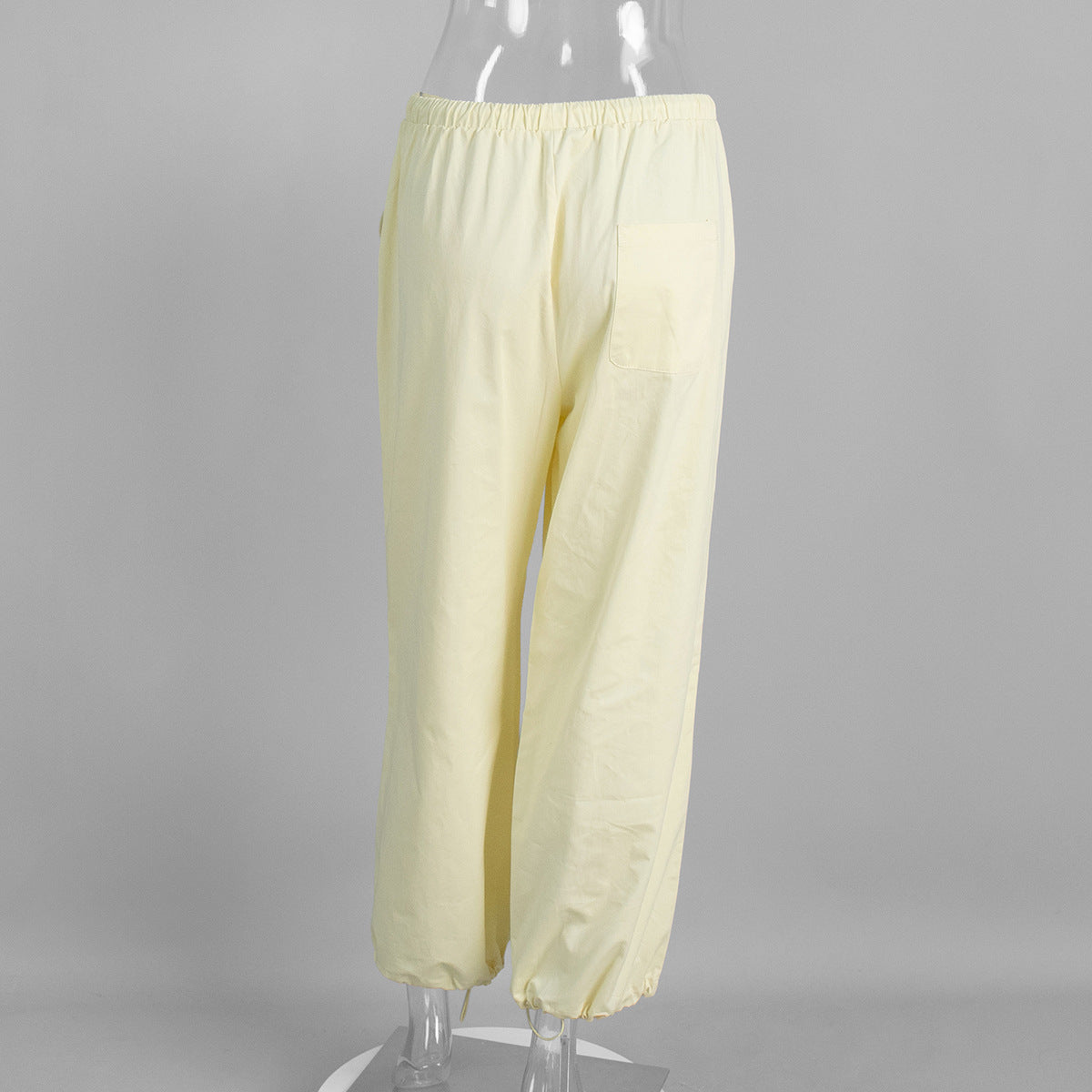 High Waist Drawstring Balloon Hem Pants - Yellow - 2
