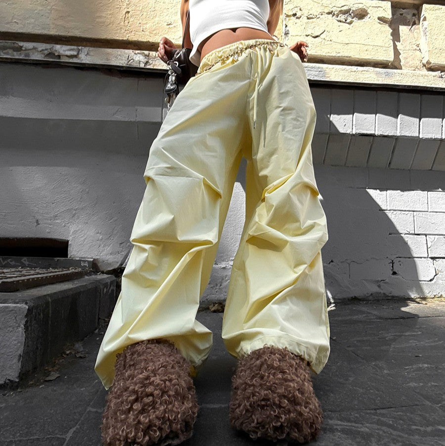 High Waist Drawstring Balloon Hem Pants