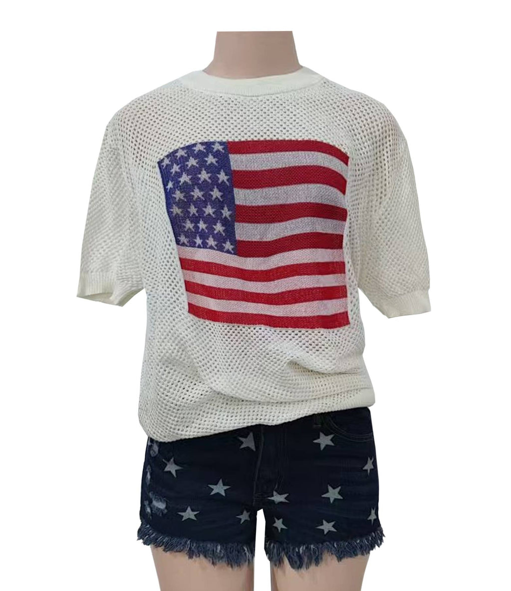 Stars And Stripes Mesh Swim Cover Up