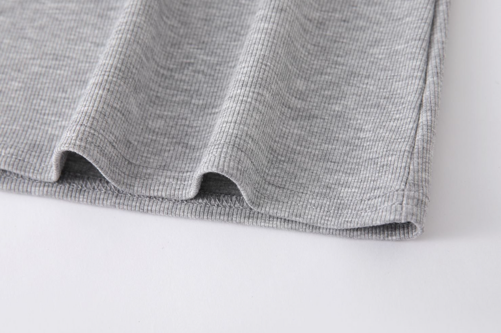 Ribbed Scoop Neck Tank Top - Grey - 3